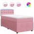 Cama box spring con colchón terciopelo rosa 90x200