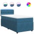 Cama box spring con colchón terciopelo azul 90x200