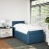 Cama box spring con colchón terciopelo azul 90x200