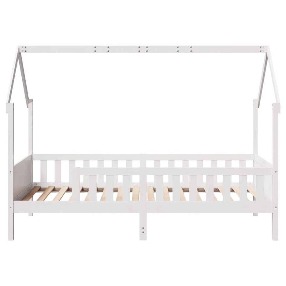 Cama con forma de casa de niños madera maciza blanca 80x200