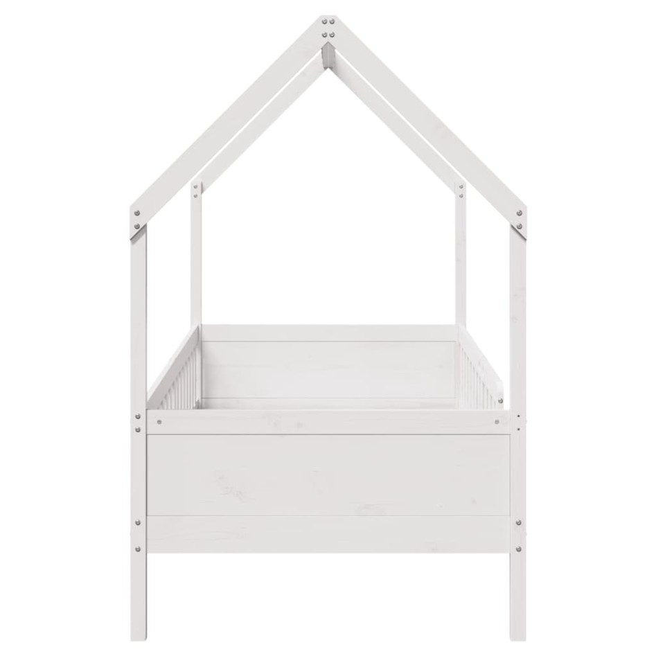 Cama con forma de casa de niños madera maciza blanca 80x200