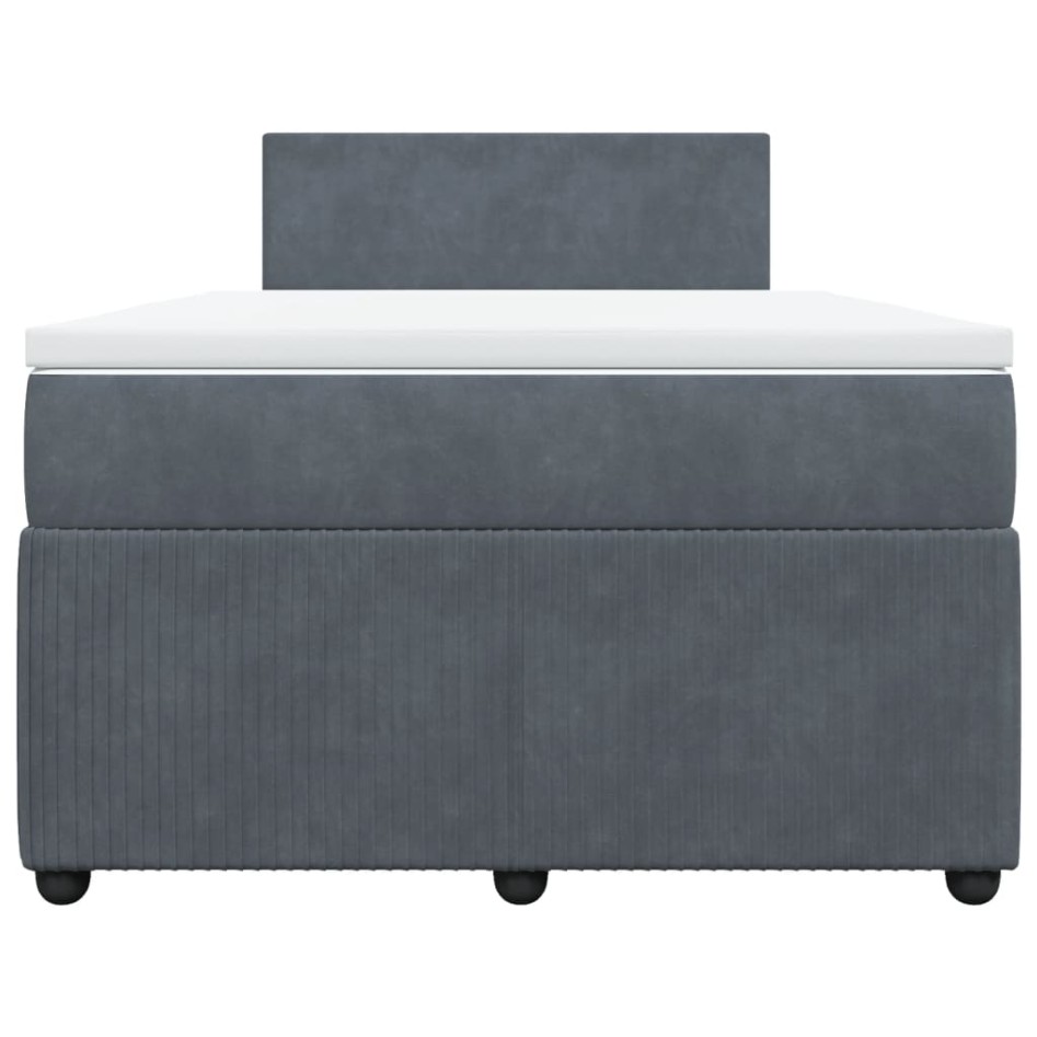 Cama box spring con colchón terciopelo gris oscuro 120x190