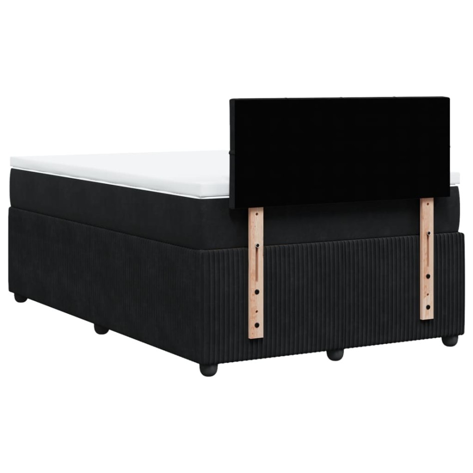 Cama box spring con colchón terciopelo negro 120x190