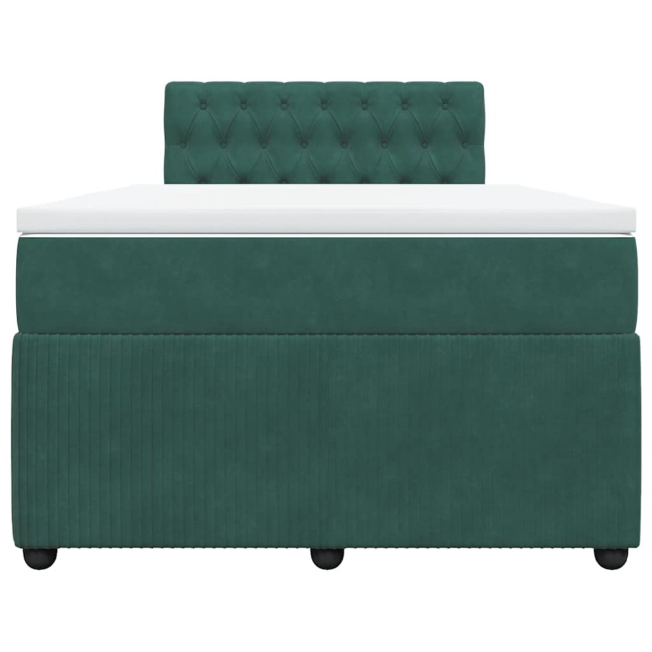 Cama box spring con colchón terciopelo verde oscuro 120x190