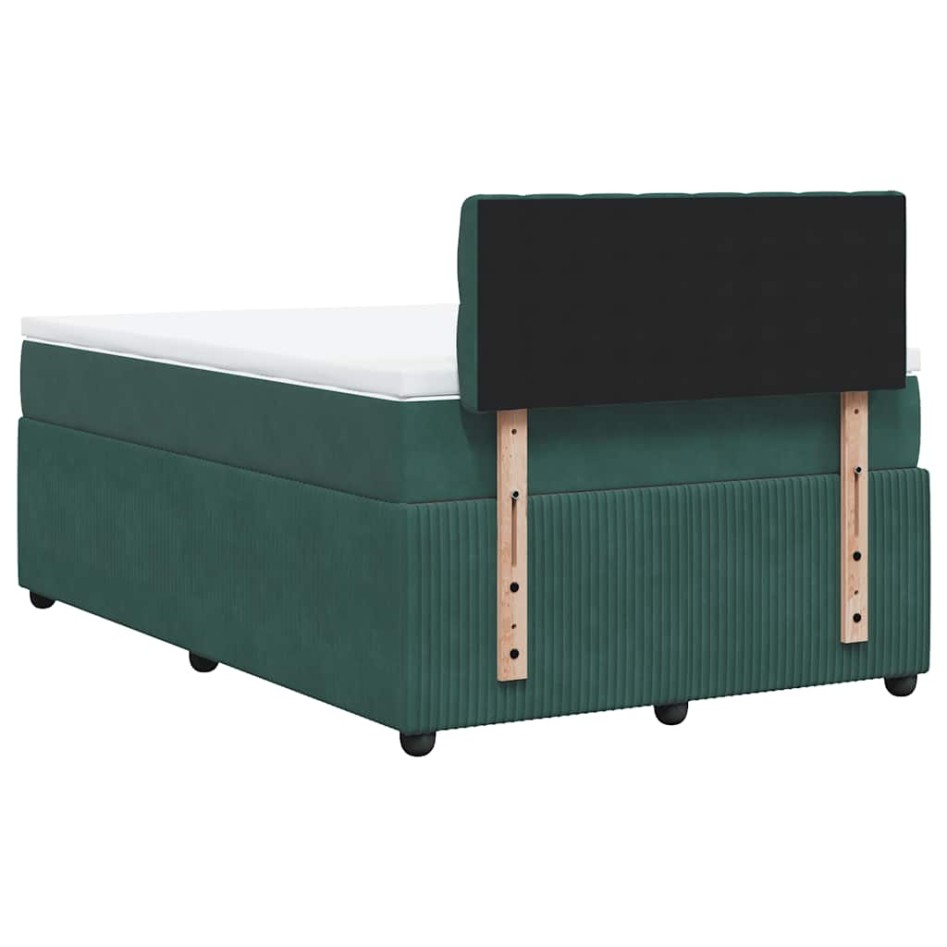 Cama box spring con colchón terciopelo verde oscuro 120x190