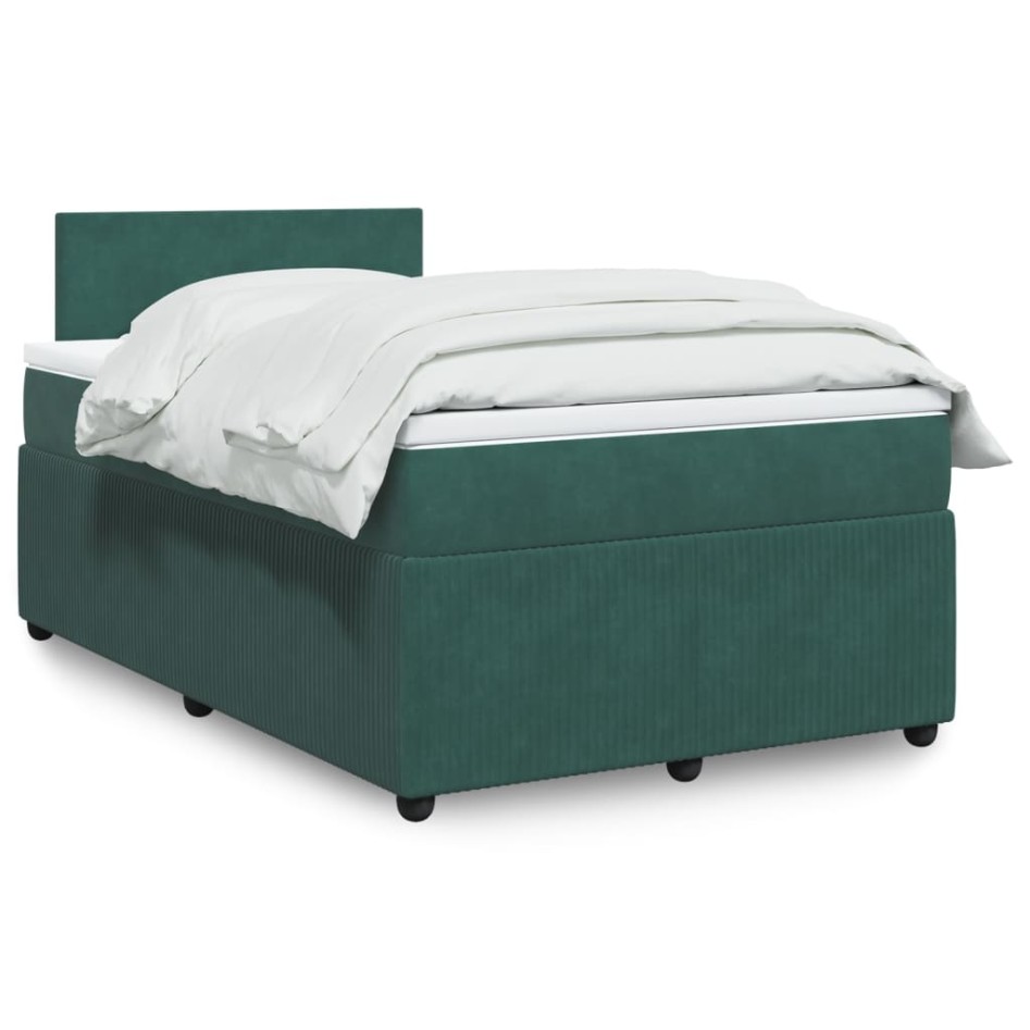 Cama box spring con colchón terciopelo verde oscuro 120x200