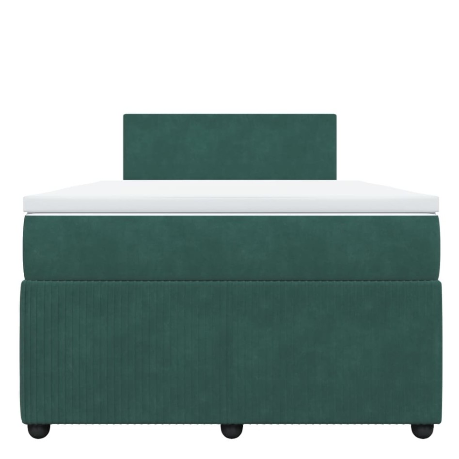 Cama box spring con colchón terciopelo verde oscuro 120x200