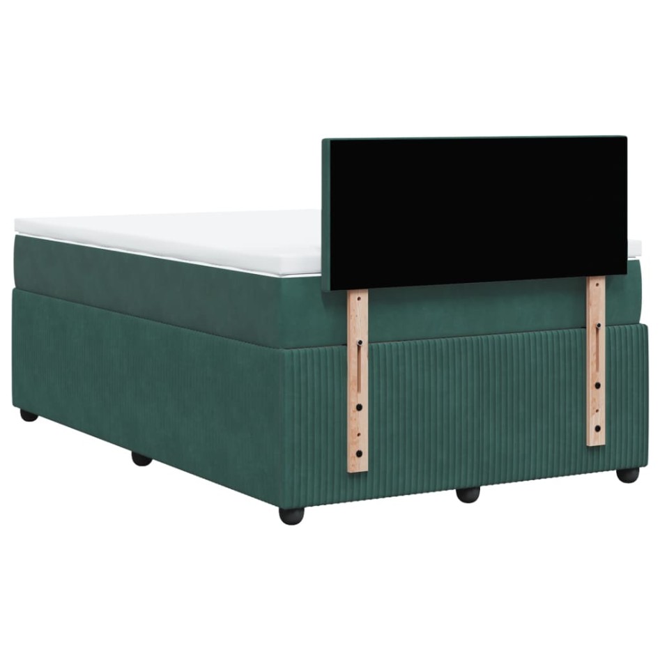 Cama box spring con colchón terciopelo verde oscuro 120x200