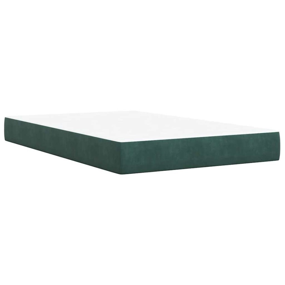 Cama box spring con colchón terciopelo verde oscuro 120x200