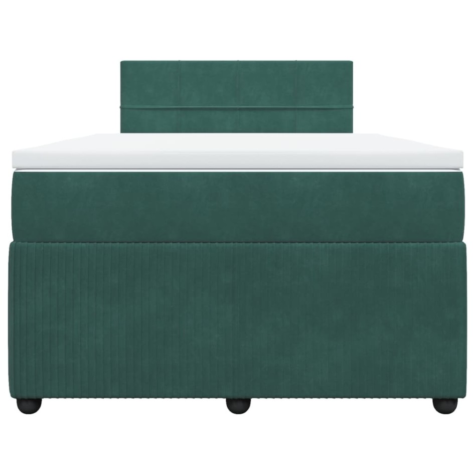 Cama box spring con colchón terciopelo verde oscuro 120x200
