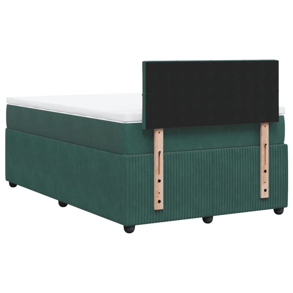 Cama box spring con colchón terciopelo verde oscuro 120x200
