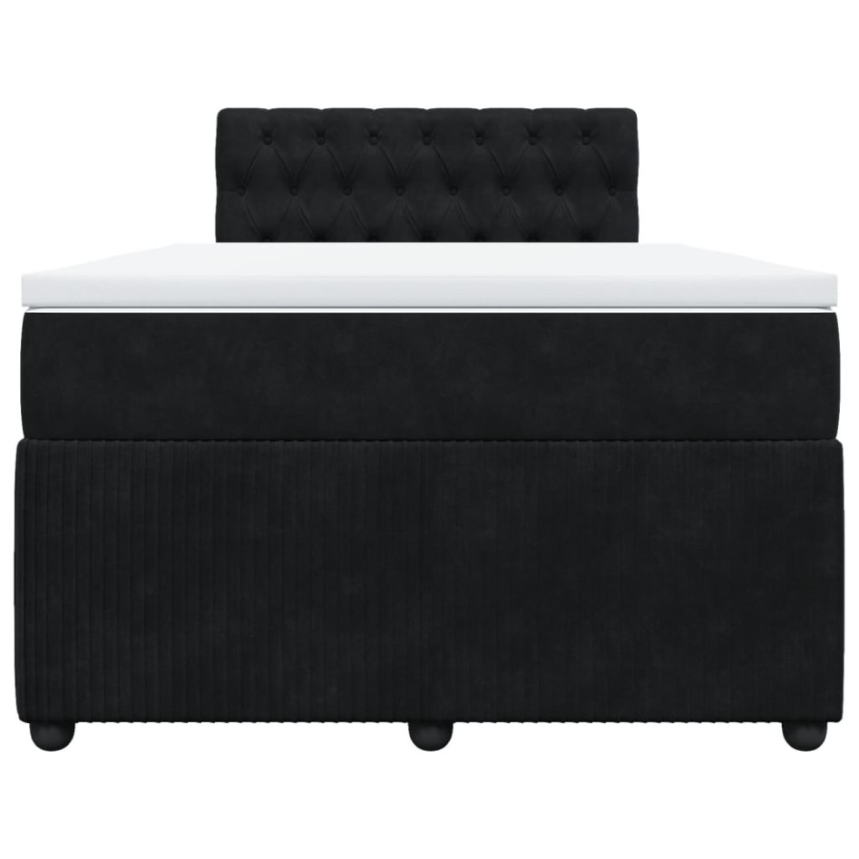 Cama box spring con colchón terciopelo negro 120x200