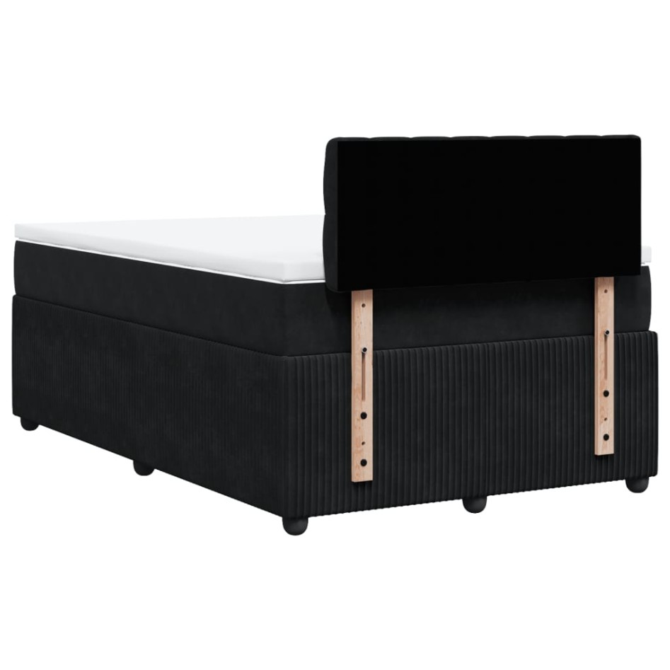 Cama box spring con colchón terciopelo negro 120x200