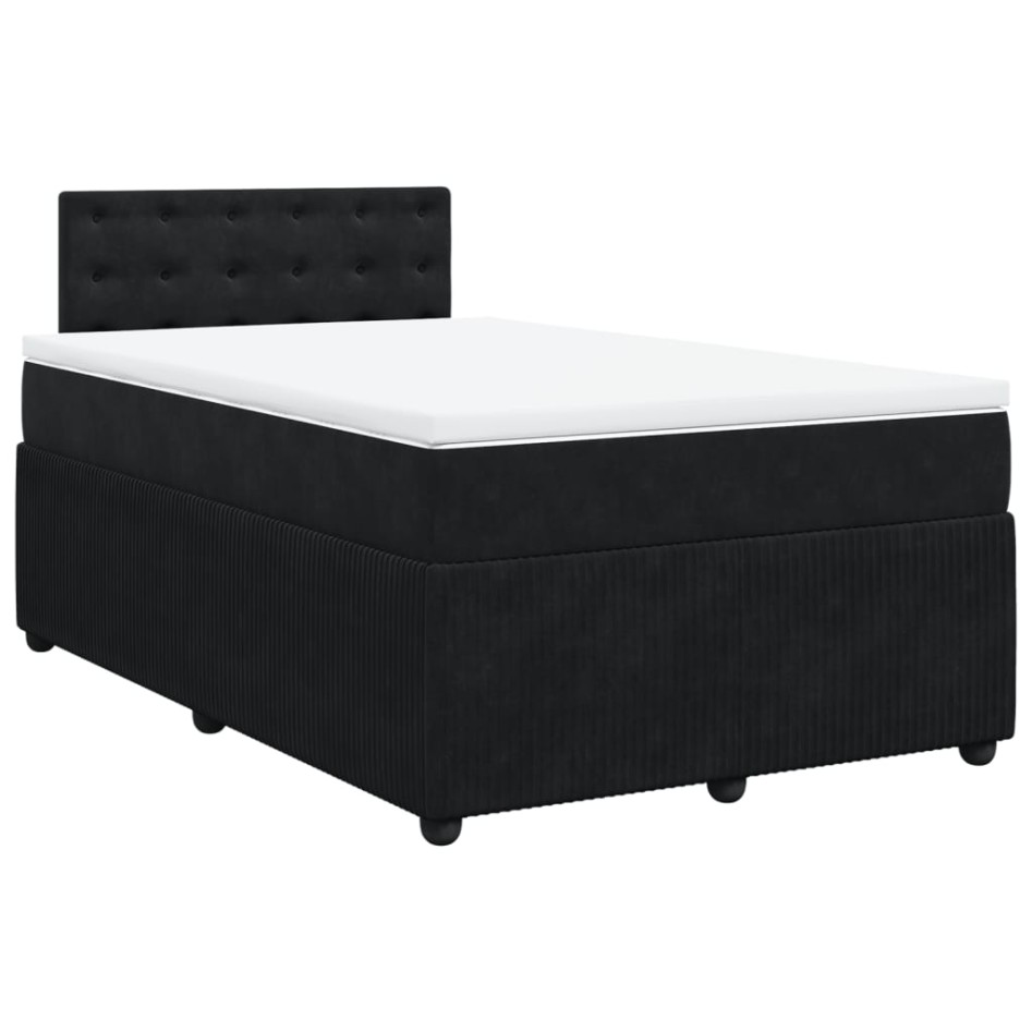Cama box spring con colchón terciopelo negro 120x200
