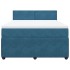 Cama box spring con colchón terciopelo azul 140x190