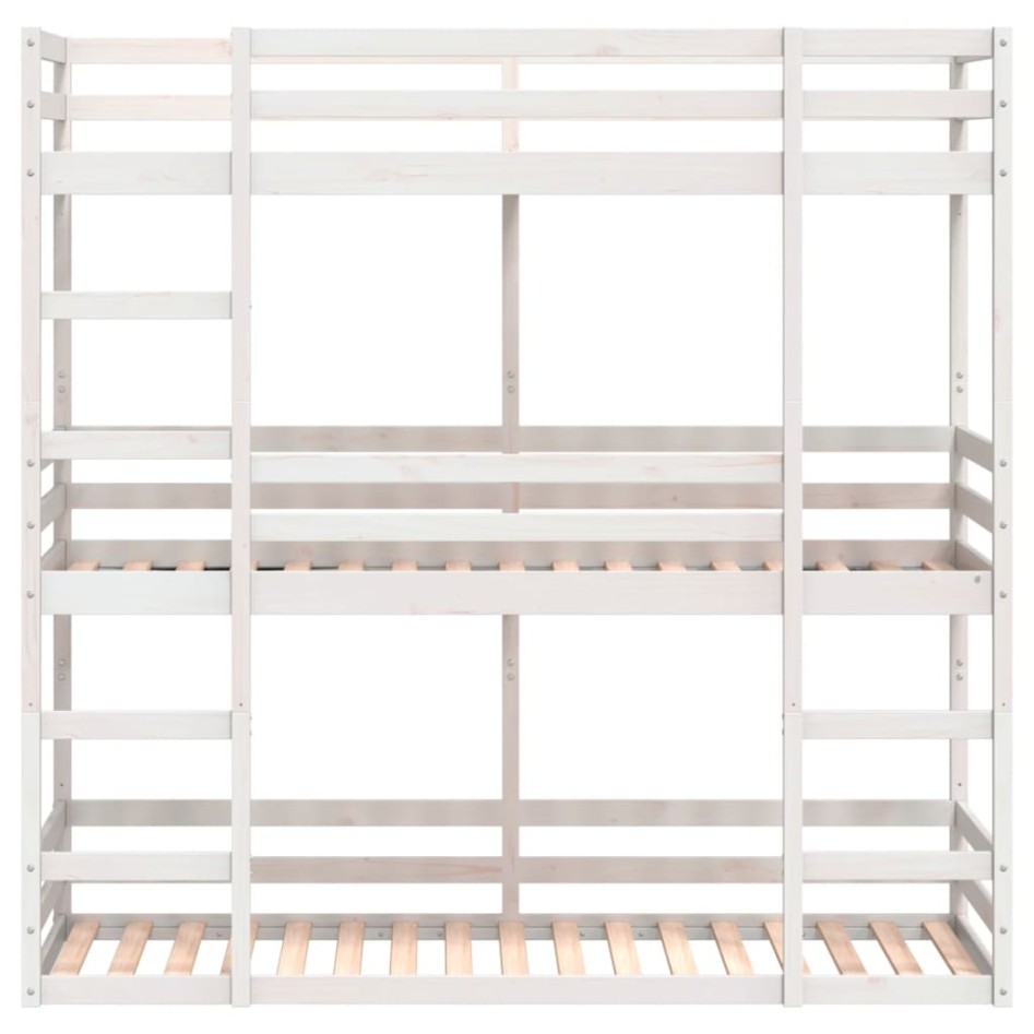 Litera triple de madera maciza de pino 90x200