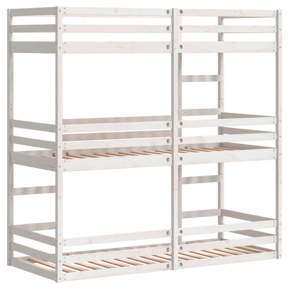 Litera triple de madera maciza de pino 90x200