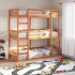 Litera triple de madera maciza de pino marrón cera 75x190