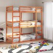 Litera triple de madera maciza de pino marrón cera 75x190 cm