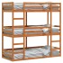 Litera triple de madera maciza de pino marrón cera 75x190