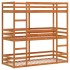 Litera triple de madera maciza de pino marrón cera 75x190