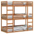 Litera triple de madera maciza de pino marrón cera 75x190