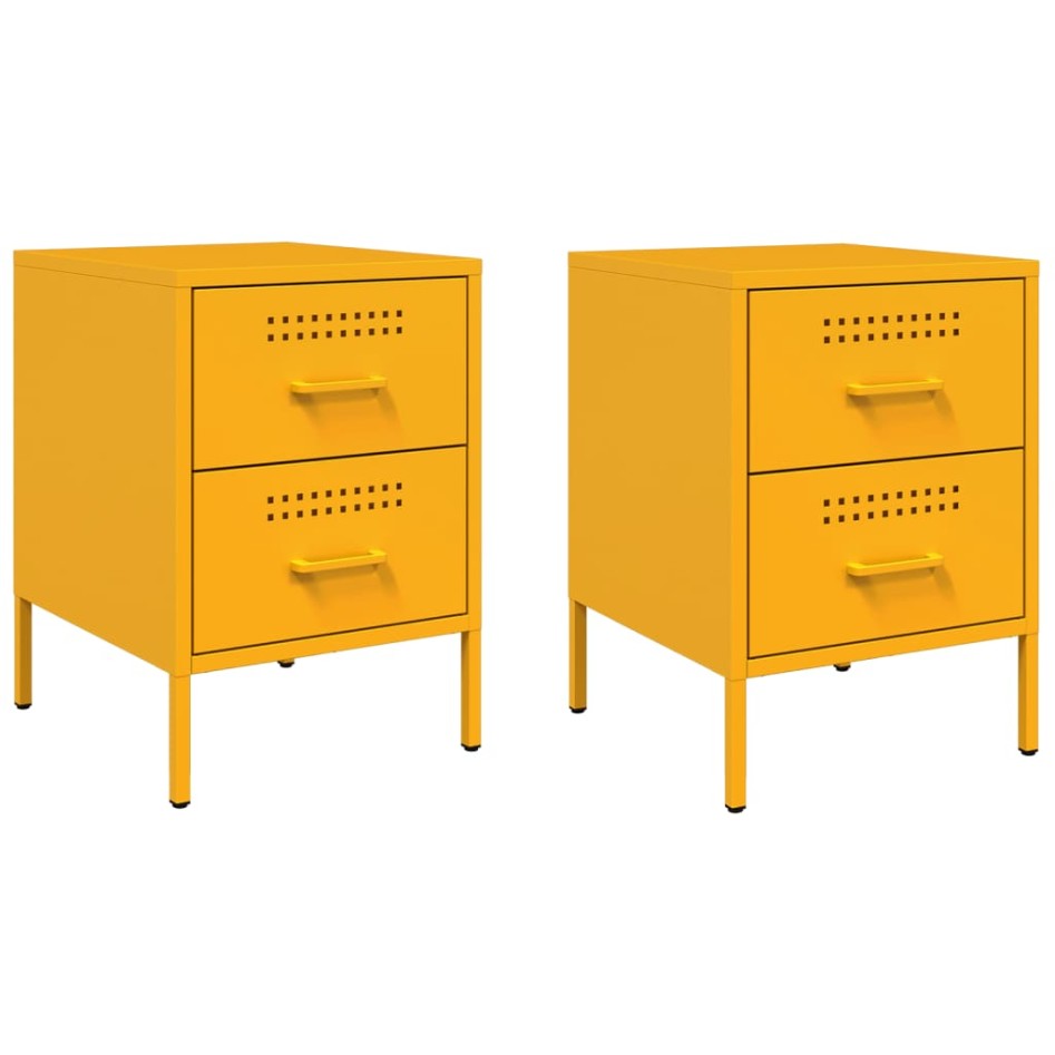 Mesitas de noche 2 uds acero amarillo mostaza 36x39x50,5