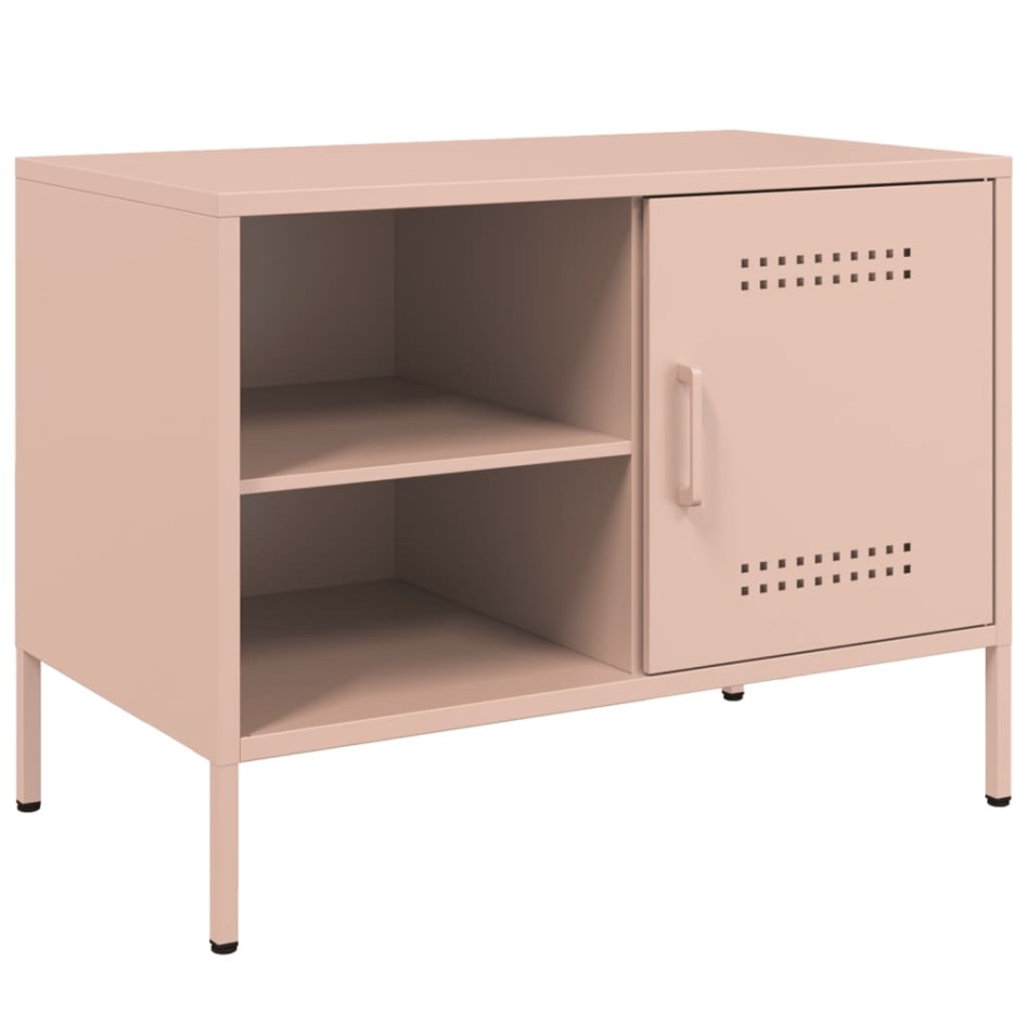 Muebles de TV 2 piezas acero rosa 68x39x50,5