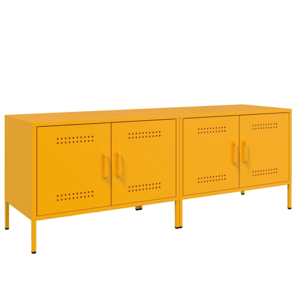 Muebles para TV 2 piezas acero amarillo mostaza 68x39x50,5