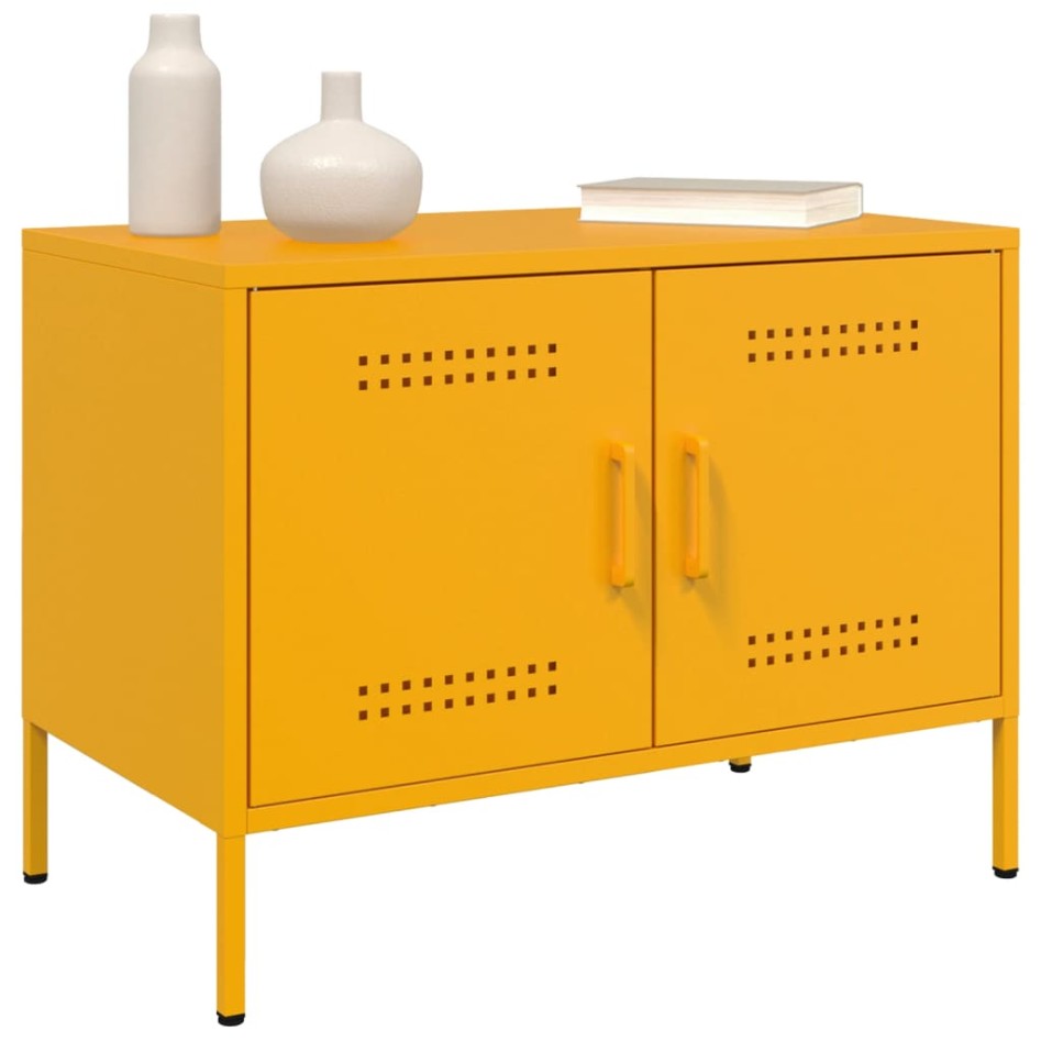 Muebles para TV 2 piezas acero amarillo mostaza 68x39x50,5
