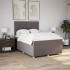 Cama box spring con colchón tela gris taupe 140x200