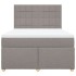 Cama box spring con colchón tela gris taupe 140x200