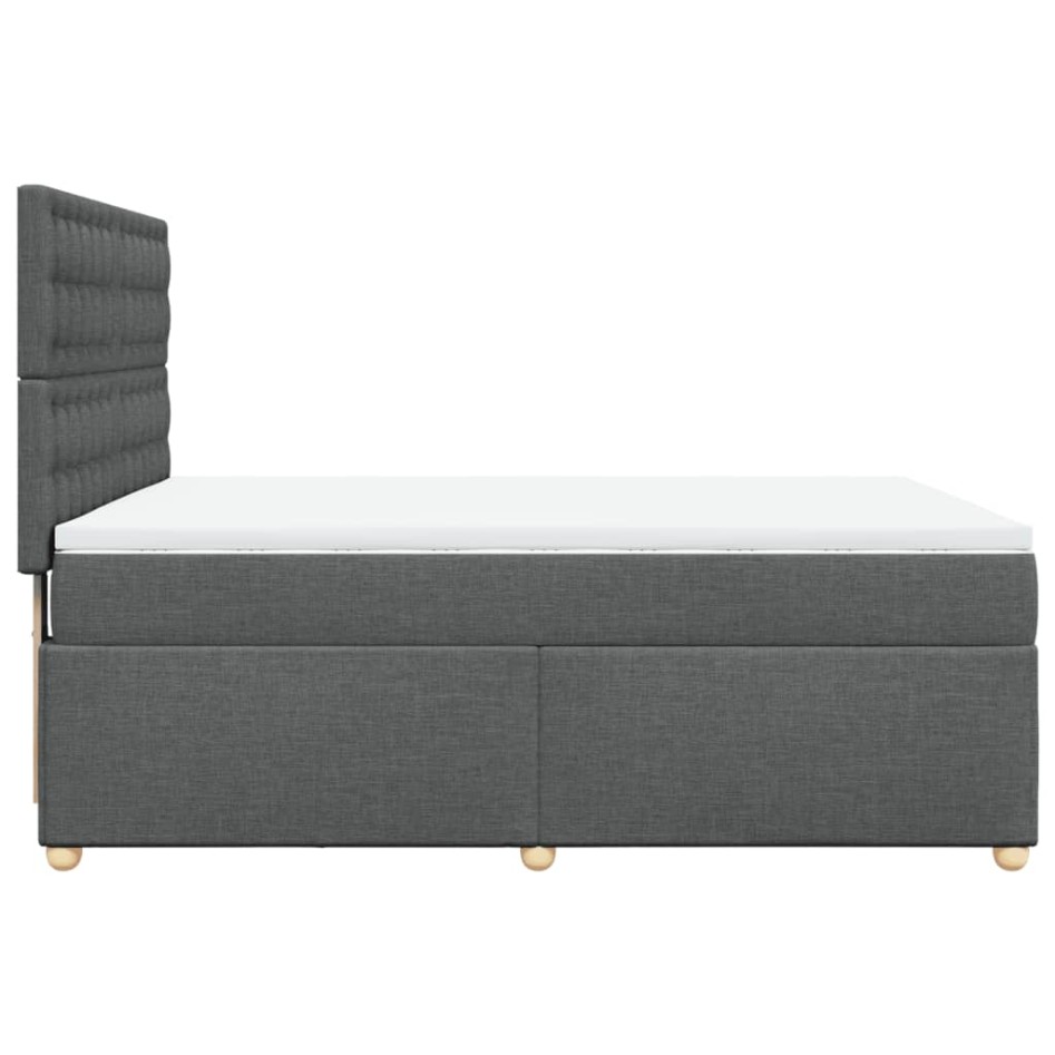 Cama box spring con colchón tela gris oscuro 140x200