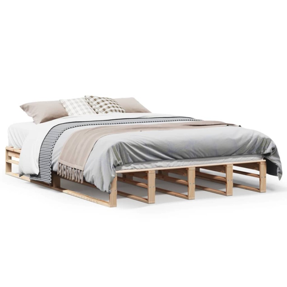 Estructura de cama sin colchón madera maciza de pino 140x190