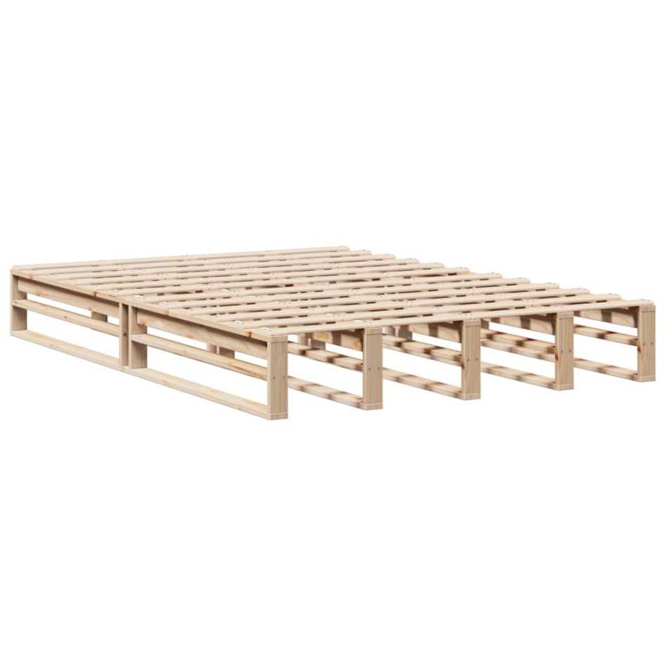 Estructura de cama sin colchón madera maciza de pino 140x190