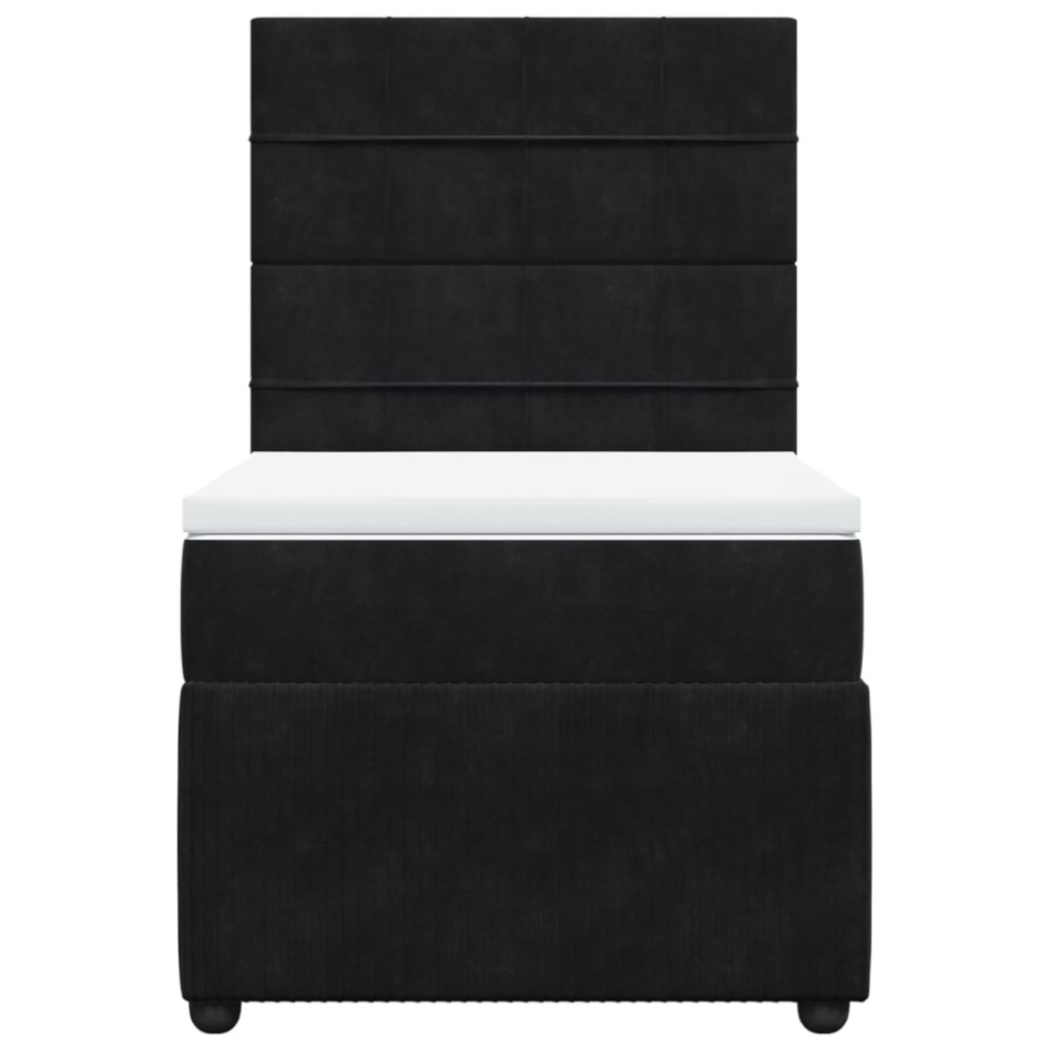 Cama box spring con colchón terciopelo negro 100x200