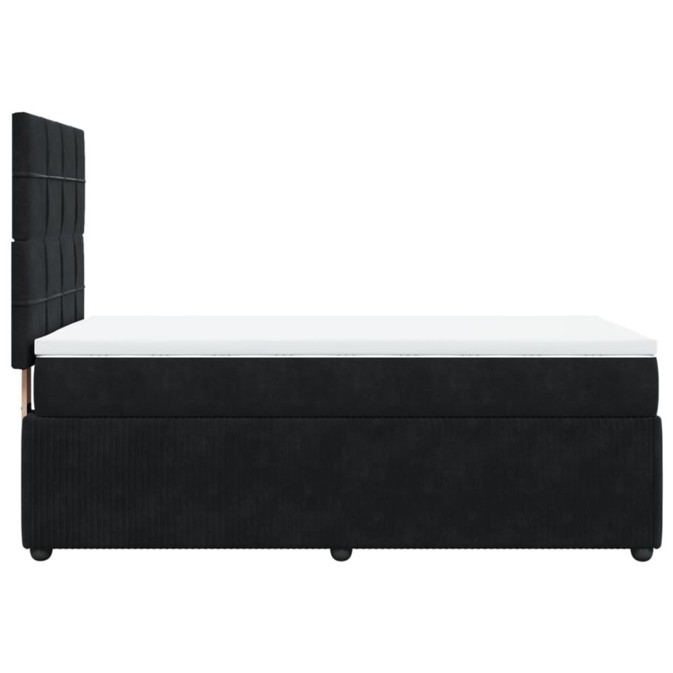 Cama box spring con colchón terciopelo negro 100x200