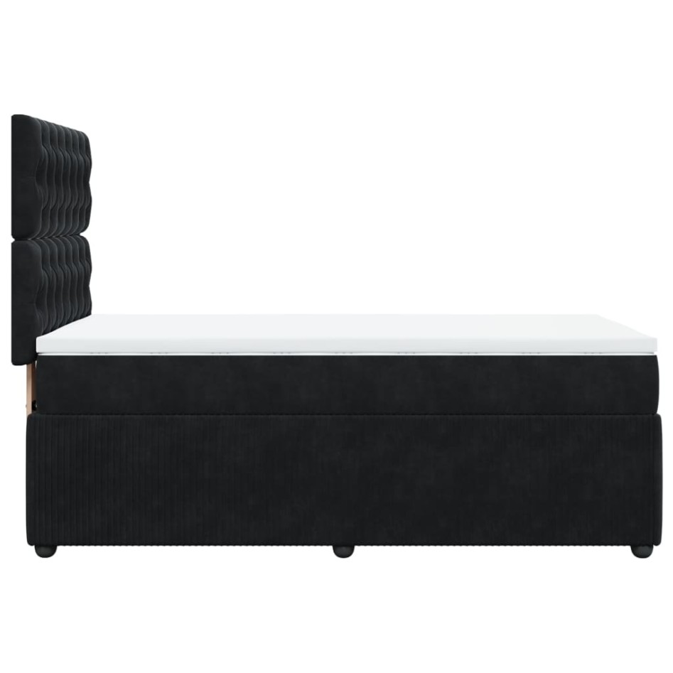Cama box spring con colchón terciopelo negro 100x200