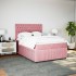 Cama box spring con colchón terciopelo rosa 140x200