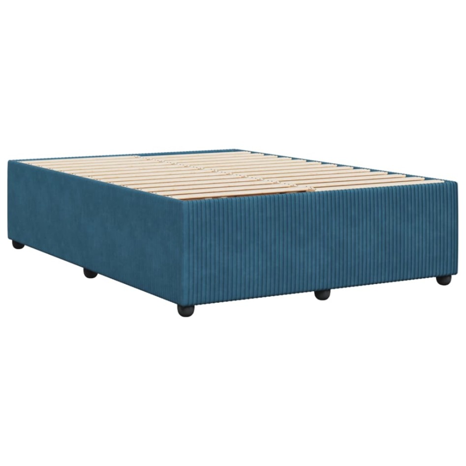 Estructura de cama de terciopelo azul 140x190