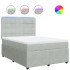 Cama box spring con colchón terciopelo gris claro 140x190