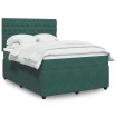 Cama box spring con colchón terciopelo verde oscuro 140x190 cm
