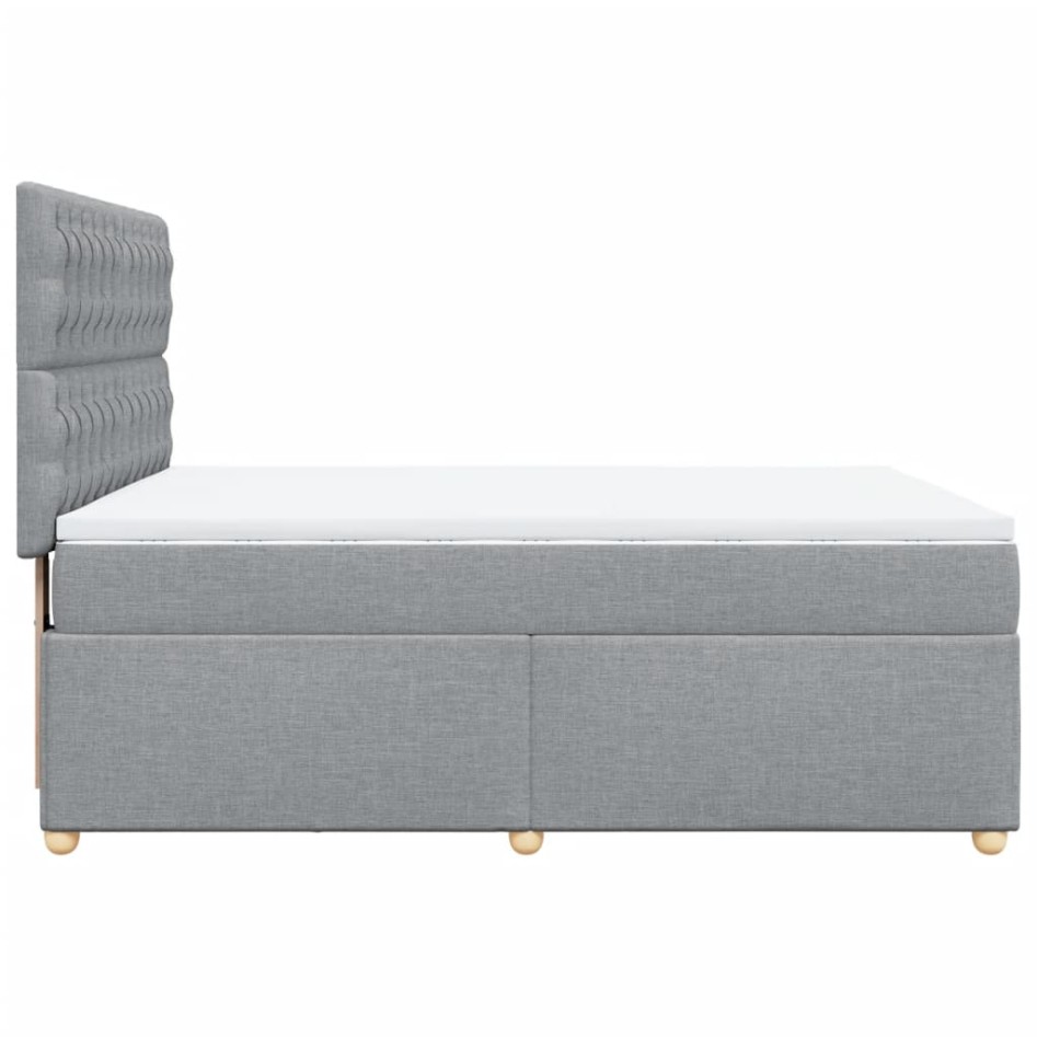 Cama box spring con colchón tela gris claro 140x190