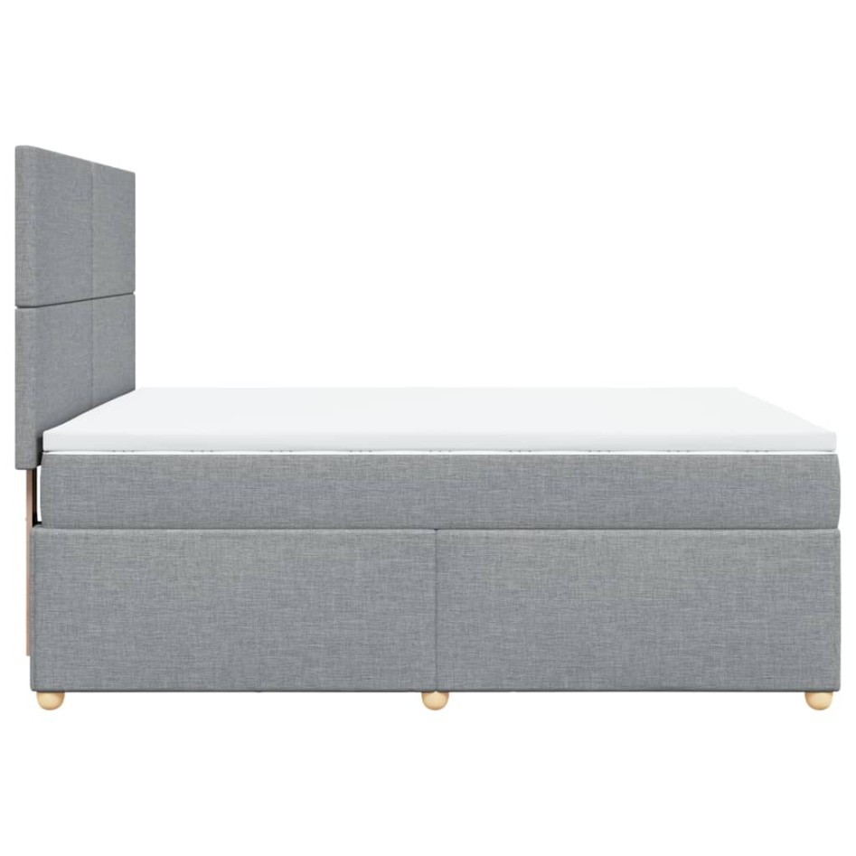 Cama box spring con colchón tela gris claro 140x190