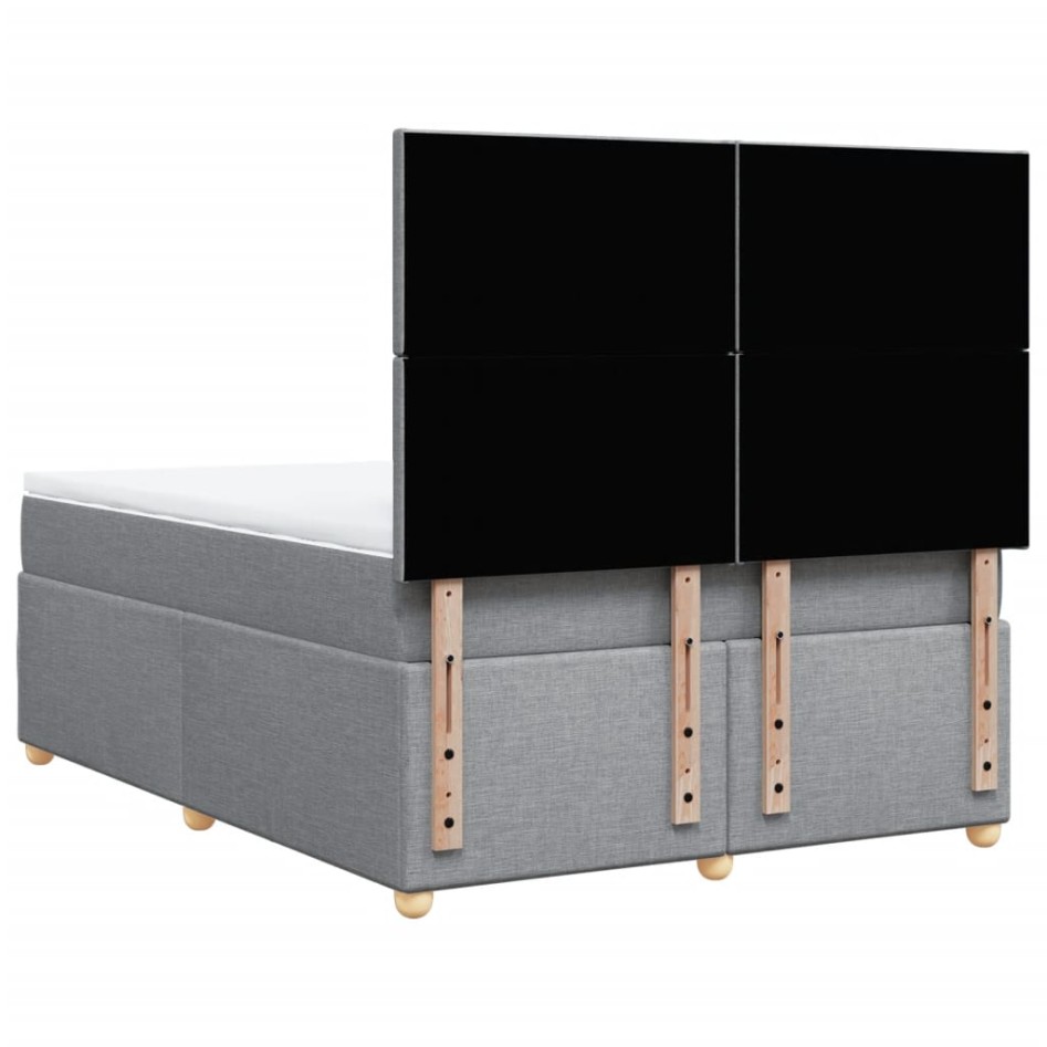 Cama box spring con colchón tela gris claro 140x190