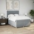 Cama box spring con colchón tela gris claro 140x190