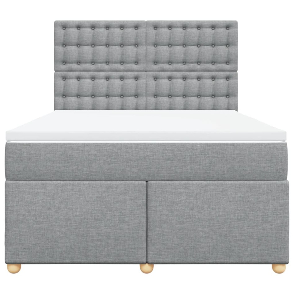Cama box spring con colchón tela gris claro 140x190