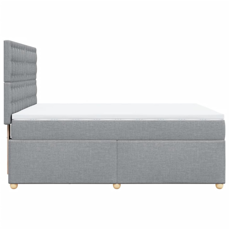 Cama box spring con colchón tela gris claro 140x190