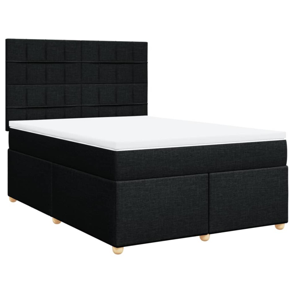 Cama box spring con colchón tela negro 140x190