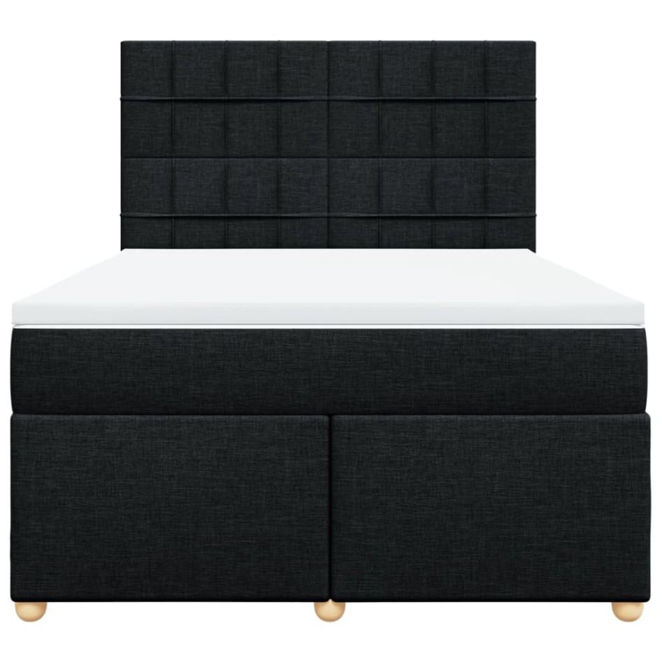 Cama box spring con colchón tela negro 140x190